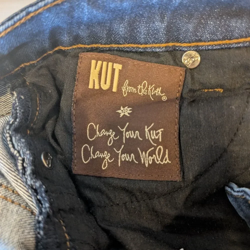 Kut from the‎ Kloth Emma Ankle Straight Leg Dark Blur Distressed Raw Hem 6 vguc